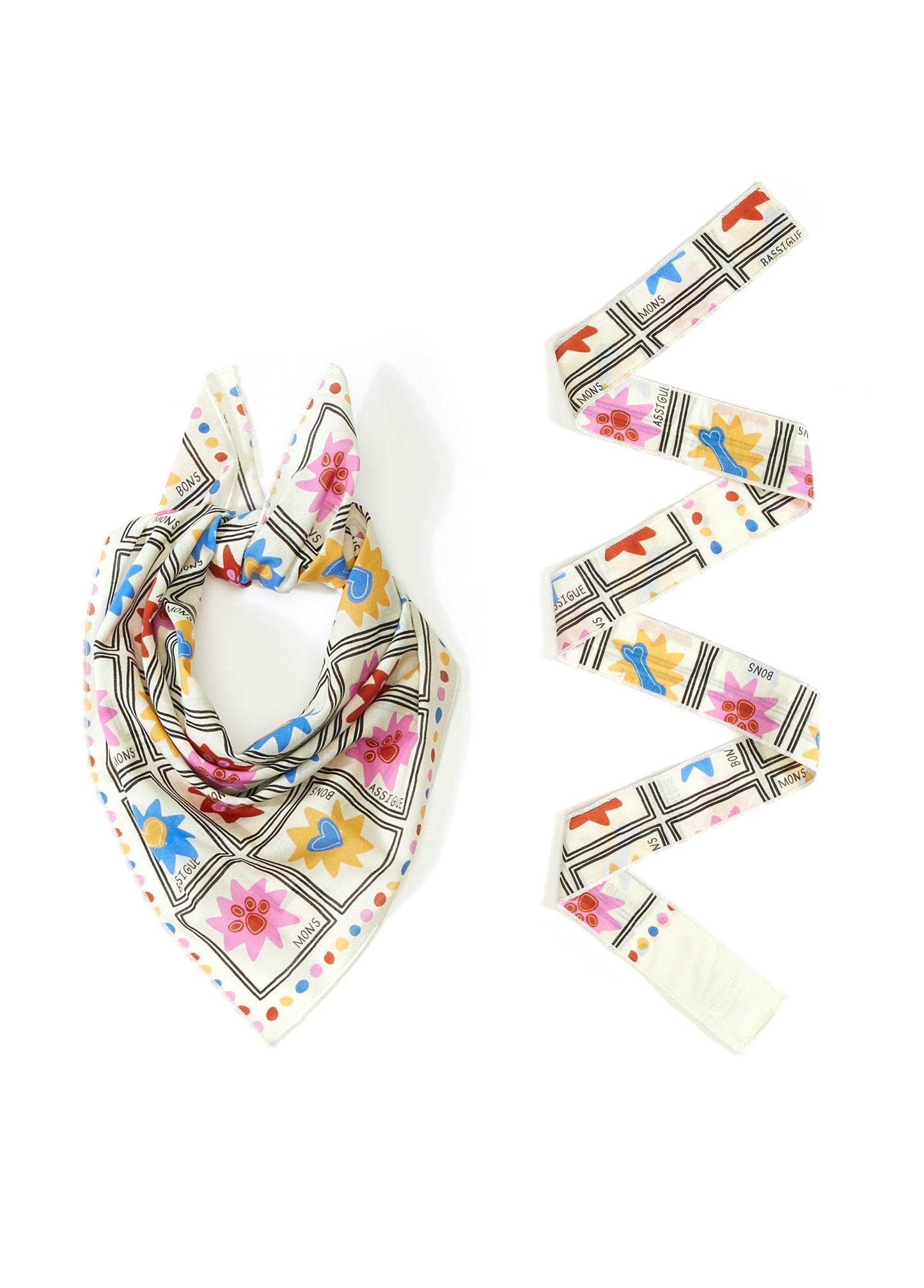 Block Print Pet Bandana & İnce Fular Set - MONS BONS