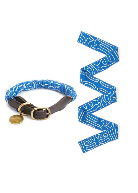 Mavi Abstract Print İnce Fular & Tasma Set - MONS BONS