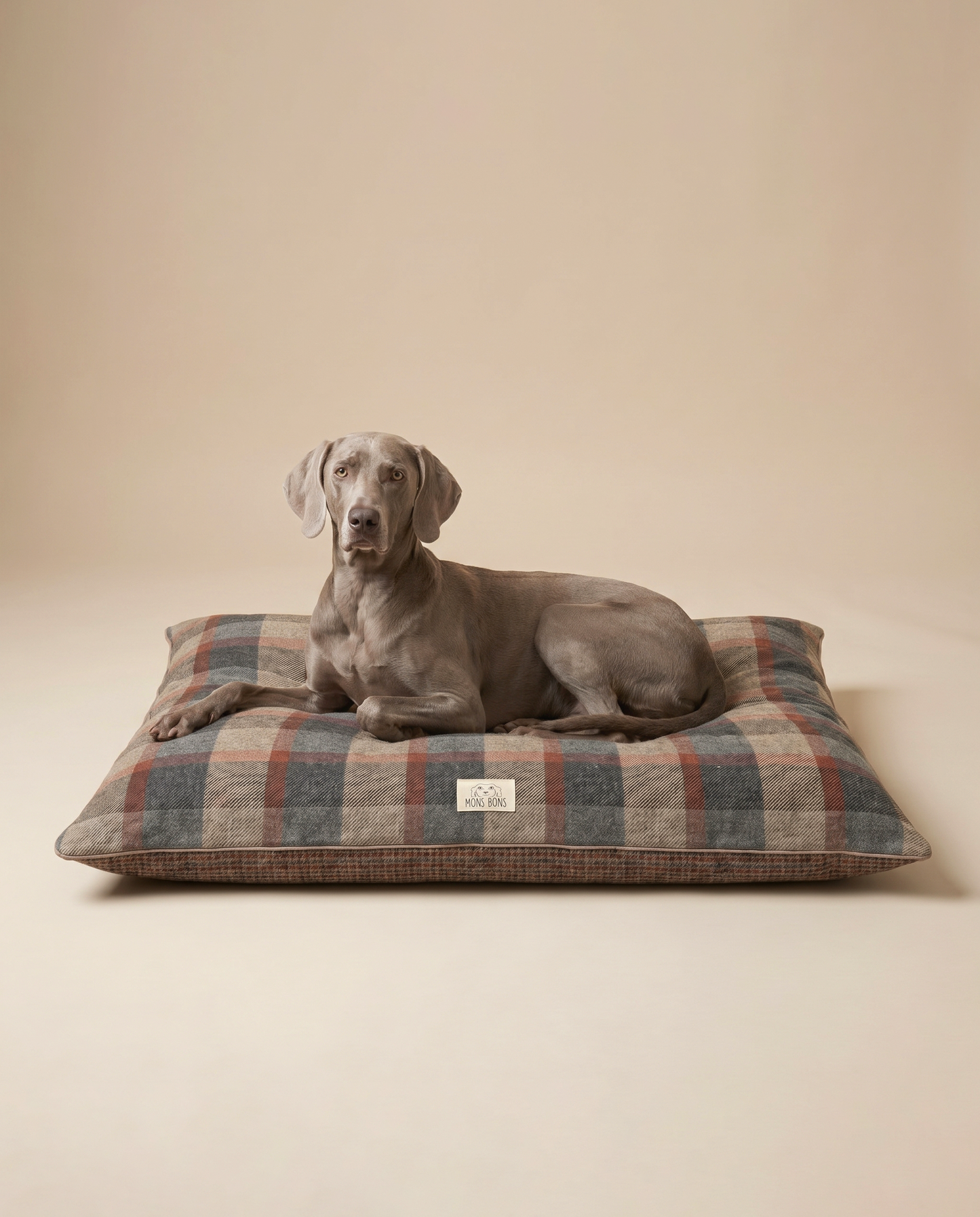 Plaid Double-Sided Dog Bed - Brown - MONS BONS
