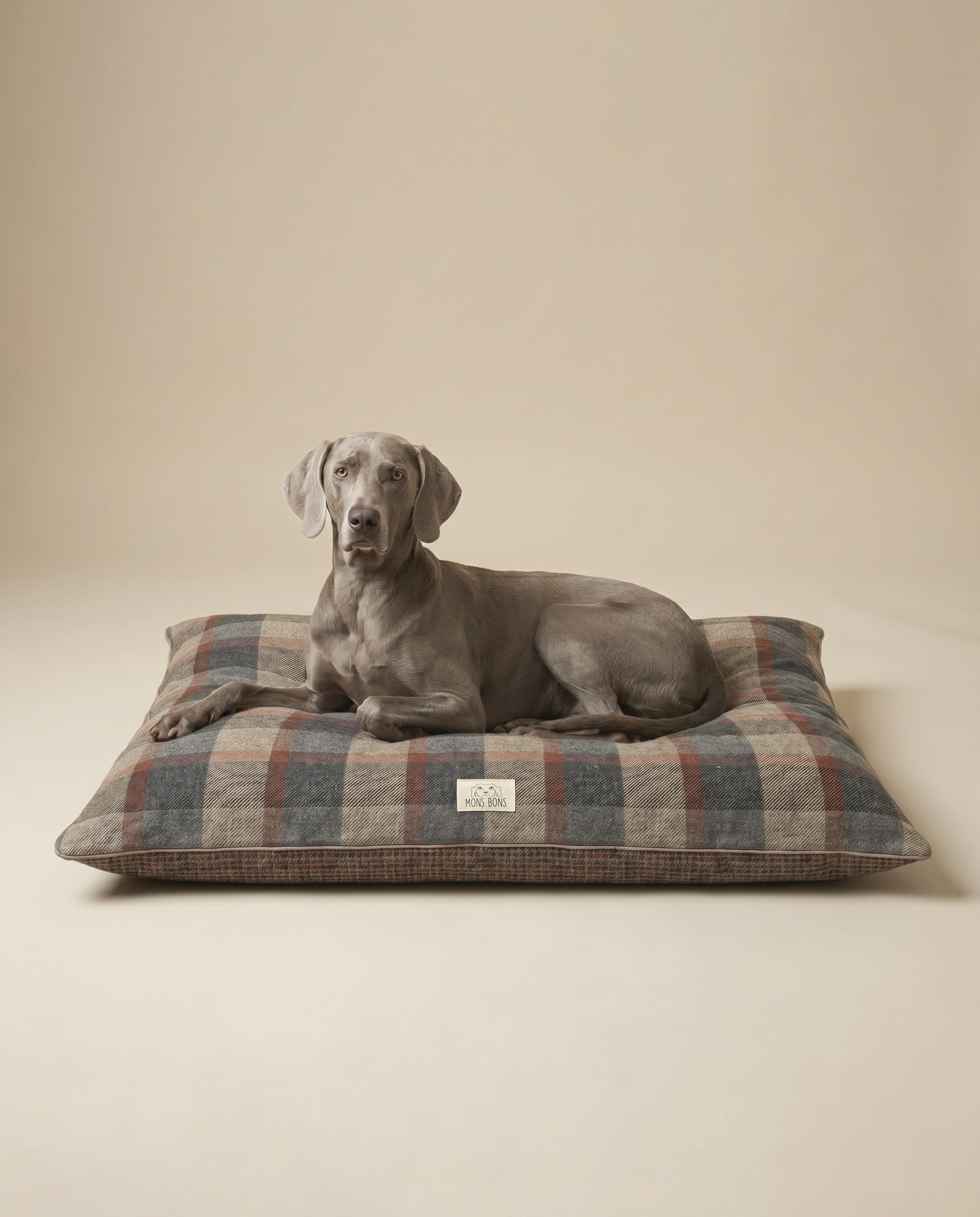 Plaid Double-Sided Dog Bed - Brown - MONS BONS