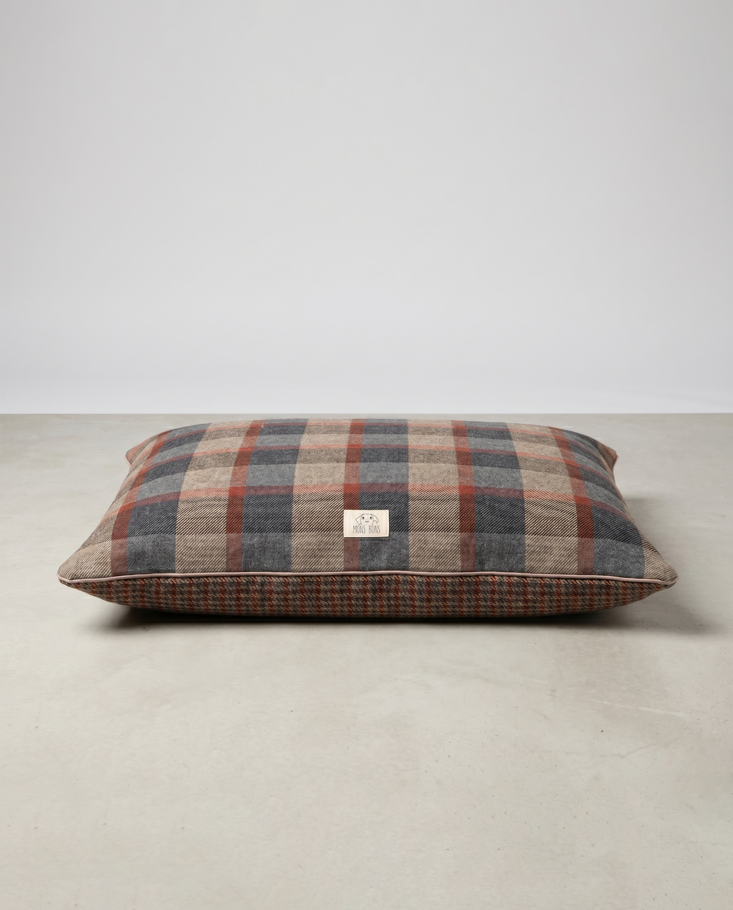 Plaid Double-Sided Dog Bed - Brown - MONS BONS