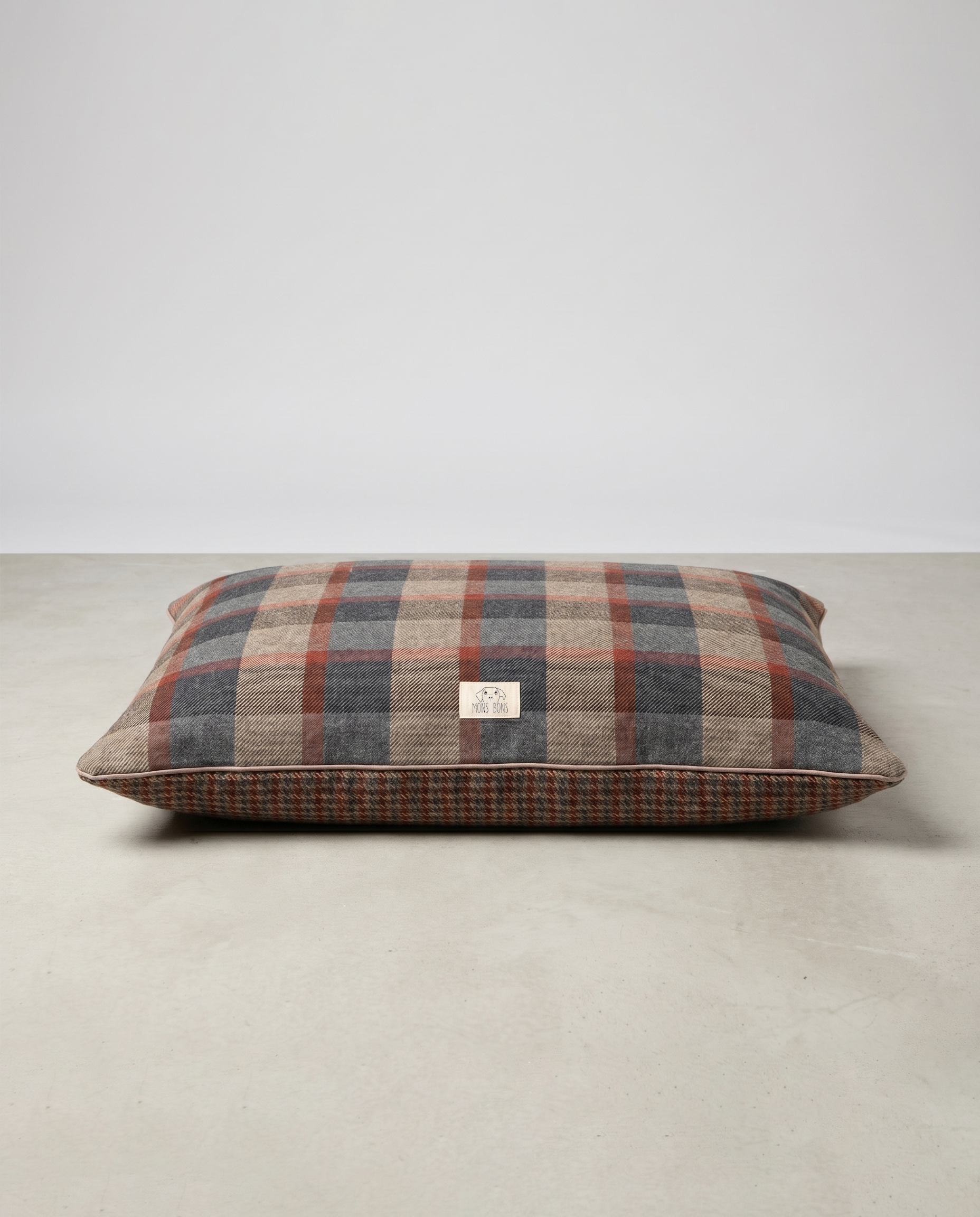Plaid Double-Sided Dog Bed - Brown - MONS BONS