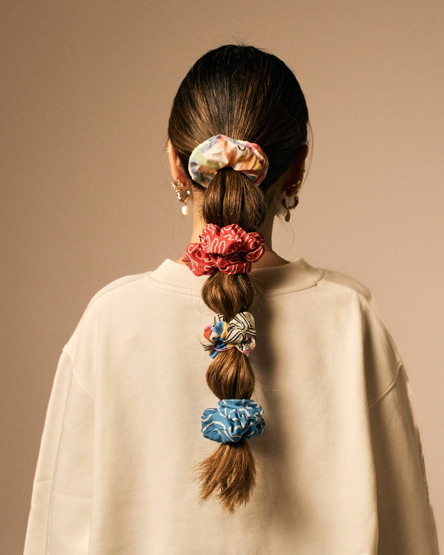 Kırmızı Abstract Print Scrunchie - MONS BONS