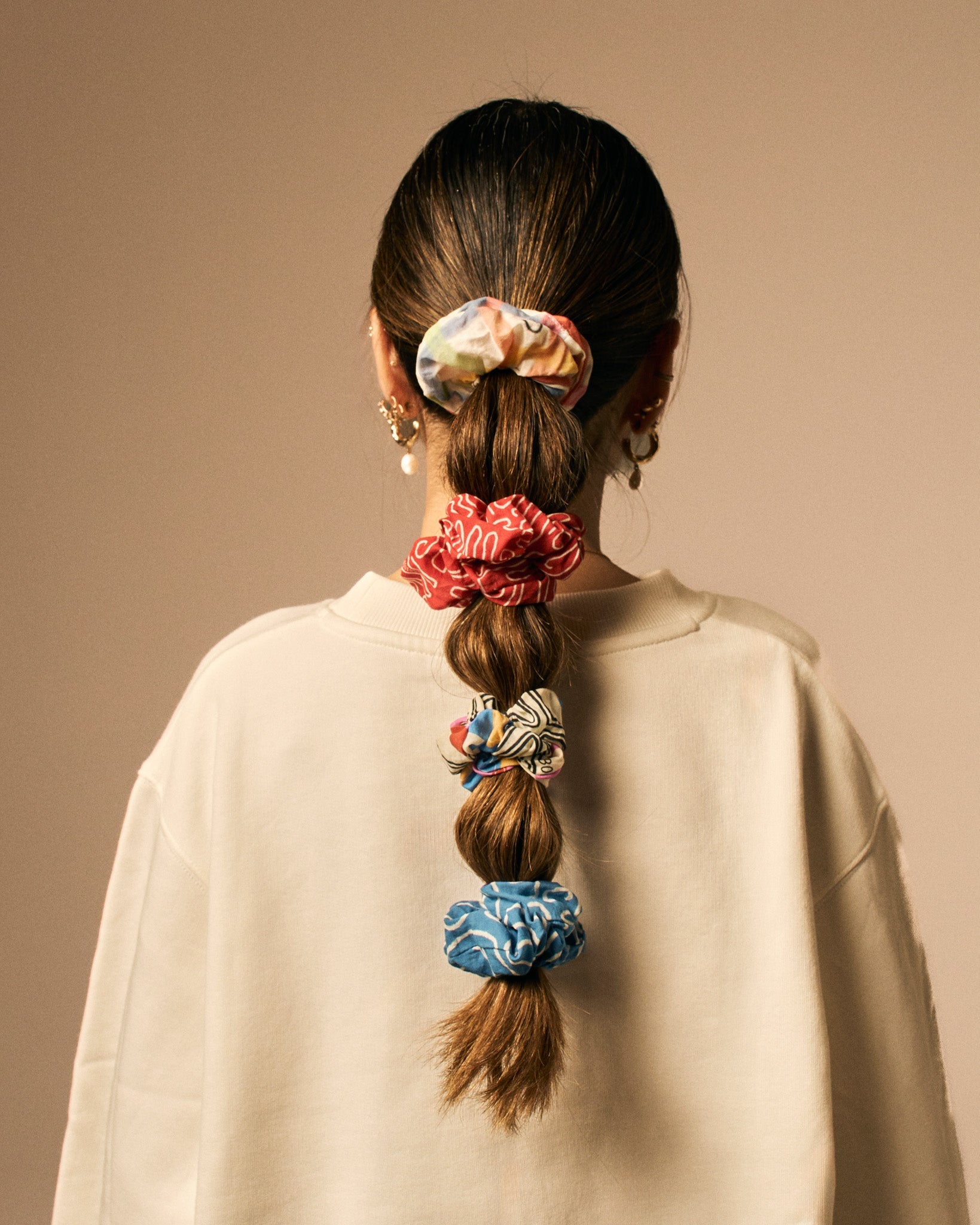Kırmızı Abstract Print Scrunchie - MONS BONS